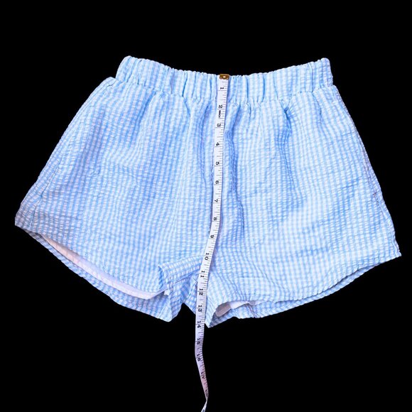 Blue Gingham Puff Sleeve Crop Top & Shorts Set – XS/S - Picture 2 of 9
